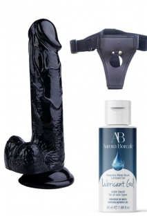 Belden Ba�lamal� Kayganla�t�r�c� Set Noctis 20cm Siyah Dildo No:17